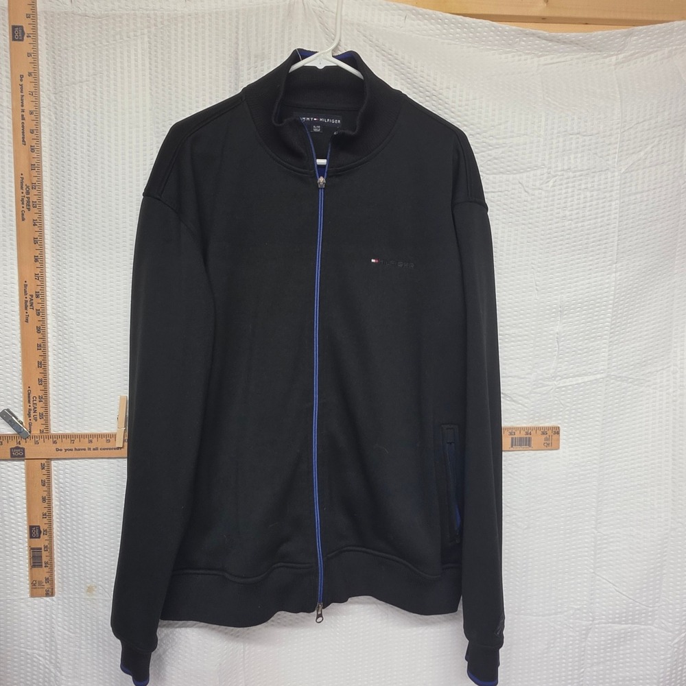Tommy Hilfiger US Ski Team Full Zip Fleece Jacket Black Blue Mens XL